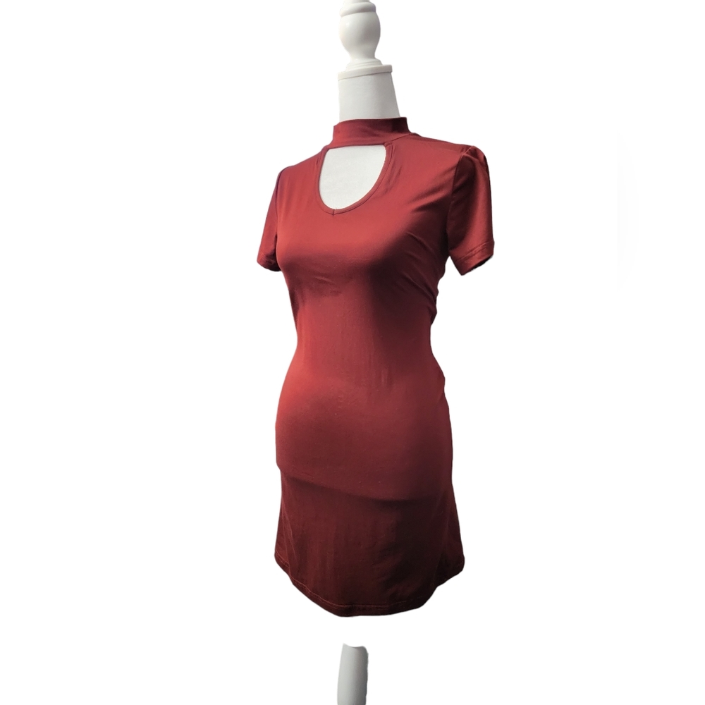 Red Small Keyhole T-Shirt Dress